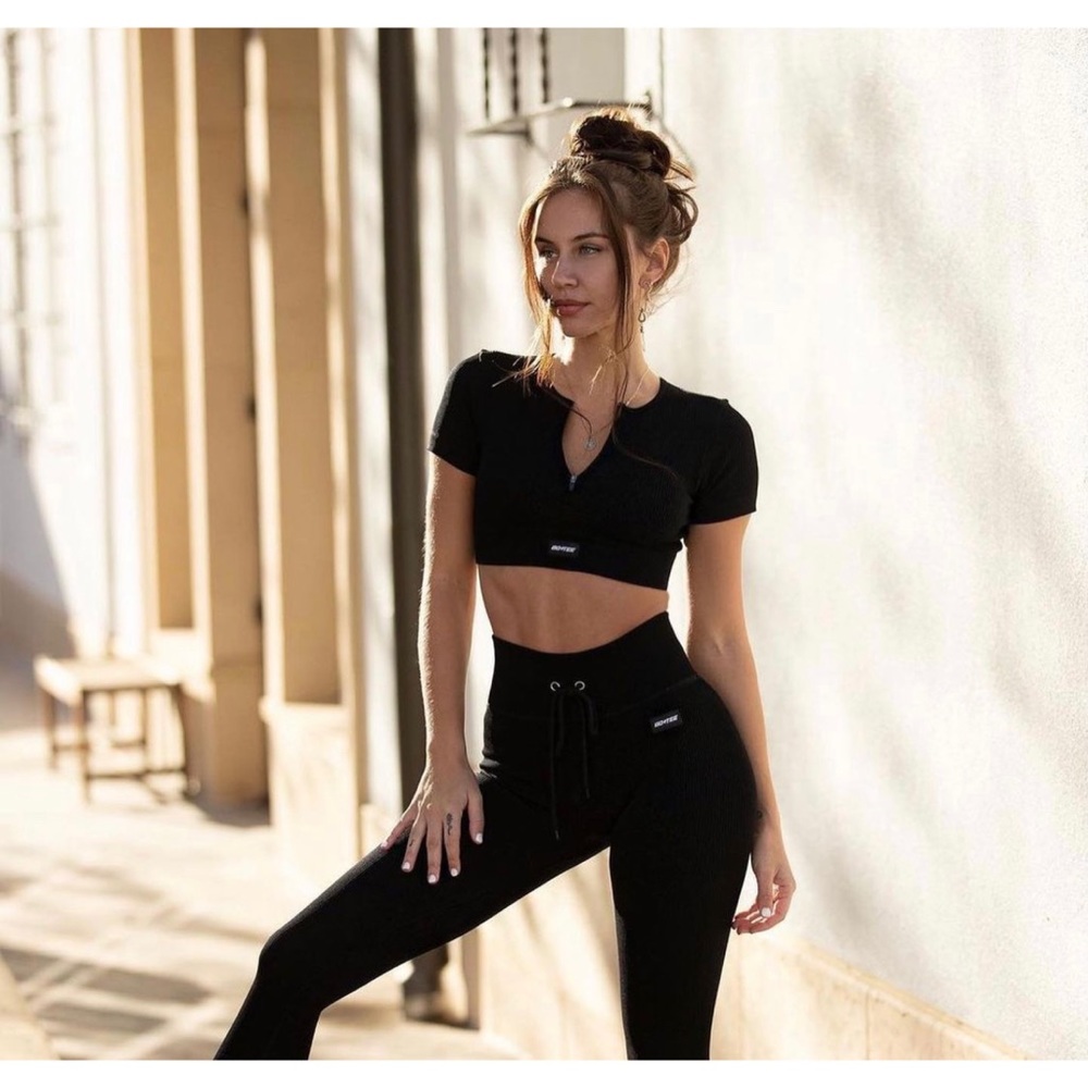 Oh Polly BO+TEE Ribbed Workout Set NWT